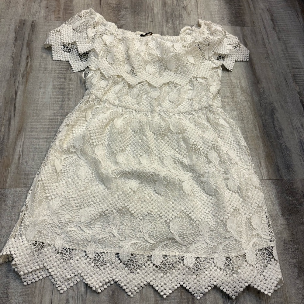 Kobi Halperin White Lace Off The Shoulder Dress XL